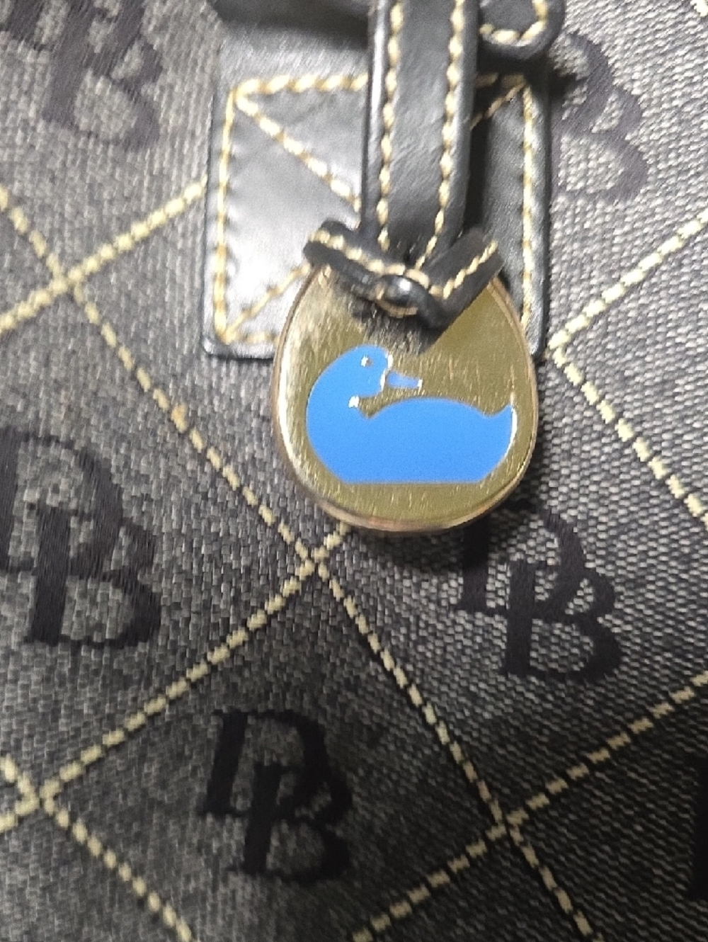 Dooney & Bourke Signature DB Black Canvas Leather Trim Shoulder Bag - Picture 8 of 16